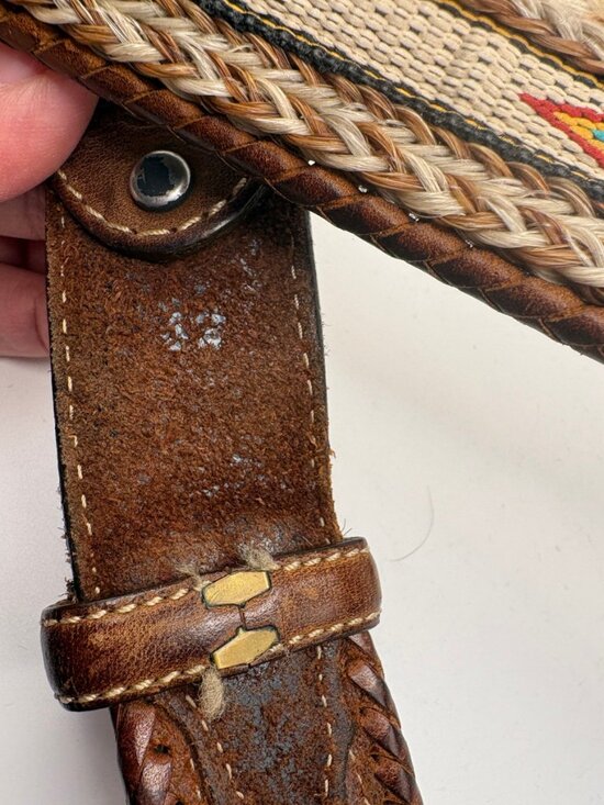 Vintage Southwestern Western Belt Braided Leather Engraved Buckle Boho Cowgirl main image 15